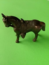 Collectible Vintage Copper Metal Cowboy Horse With Saddle