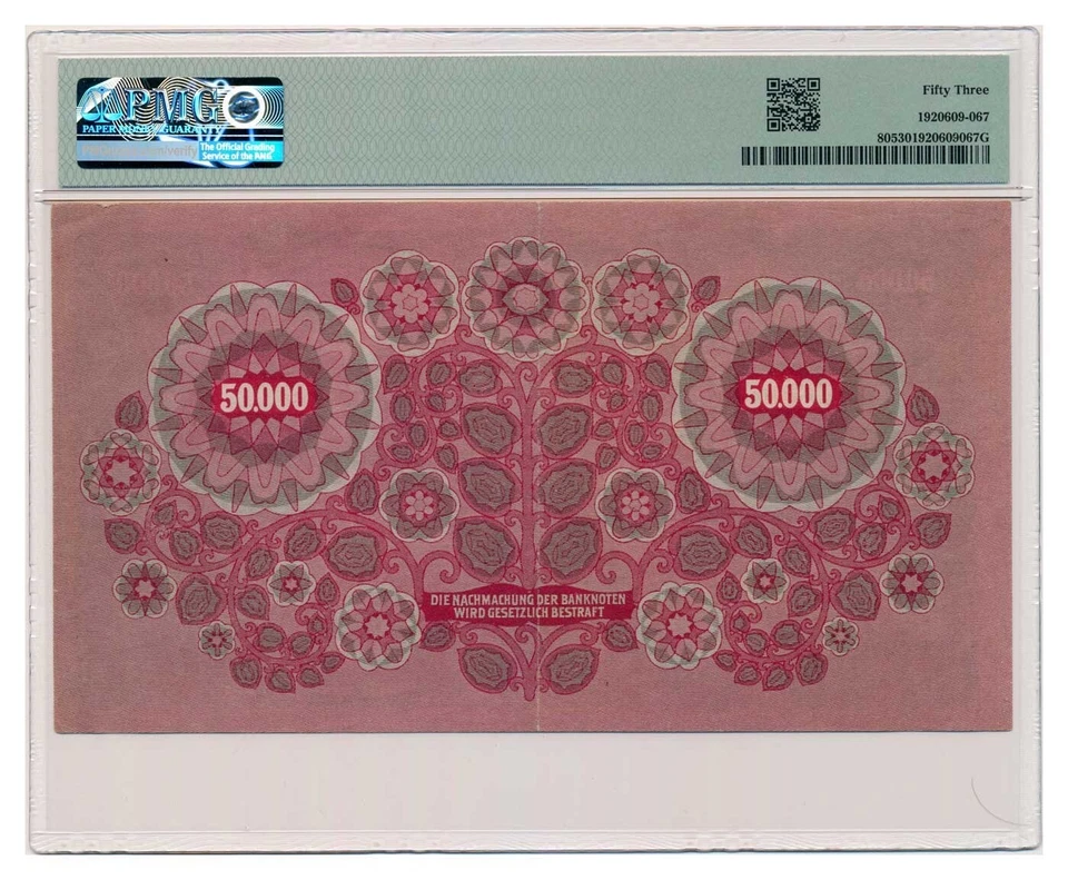 AUSTRIA banknote 50.000 Kronen 1922 star in serial PMG AU 53 About Uncirculated - Image 2 of 4