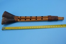 Ancienne flute africaine en bois et corne longueur 28cm