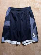 Under Armour Youth Sz Large Dri Fit Heat Gear Pull On Shorts Black White N 