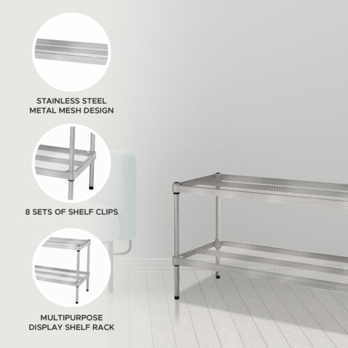 Design Ideas MeshWorks 2 Ebenen Full-Size Metall Aufbewahrung Regal Regal, Silber - Bild 4 von 10