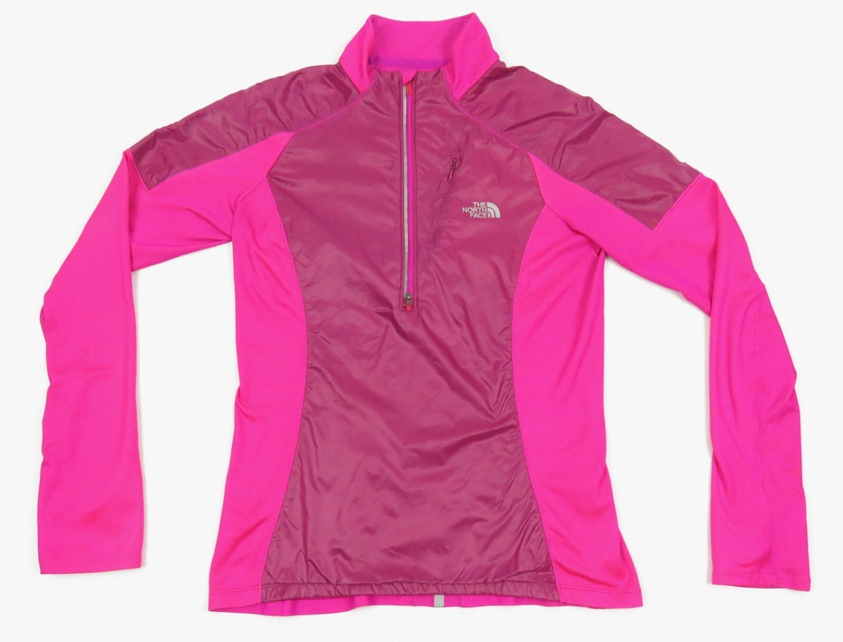 The North Face TNF Flashdry Stretch Pink 1/2 Zip Reflective Pullover Jacket S