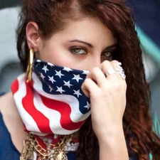 American Flag Face Mask Bandanna USA Patriotic Head Wrap Dew Rag 100% Cotton