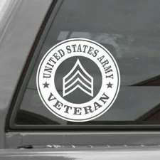 U.S. ARMY SERGEANT E-5  VETERAN ROUNDEL Vinyl Window Decal Sticker