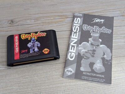 Clay Fighter (Sega Genesis 1994 Interplay) Cartridge & Manual