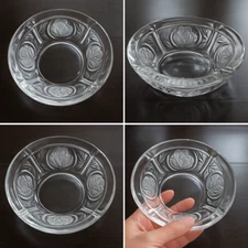 Vintage 6" Glass Ashtray 3D Rose Pattern 4 Rest