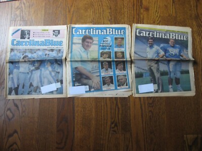 3 VINTAGE MACK BROWN CAROLINA BLUE PAPER NORTH CAROLINA TAR HEELS FOOTBALL RARE