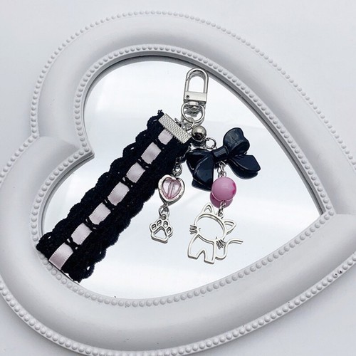 Sweet Lace Ribbon Cat Pendant Phone Strap Portable Lanyard for Girls Women - 第 5/10 張圖片