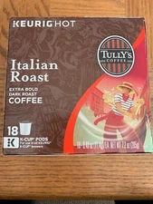 Tullys Coffee Italian Roast Keurig Hot K-Cups 18 Count