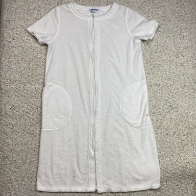 Blair Womens Nightgown sz S White Terry Cloth Long Sleepwear