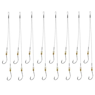 6 barbed fishing hooks 18 leader Fishing Hook and Leader Fishing Rig Hooks with Wire Line Leader 18#