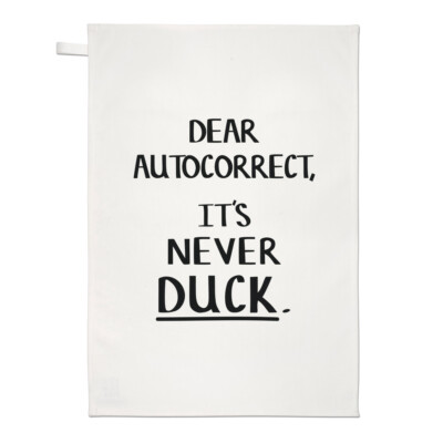 Liebe Autokorrektur It's Never Duck Geschirrtuch Geschirrtuch unhöflich Rechtschreibprüfung Witz lustig