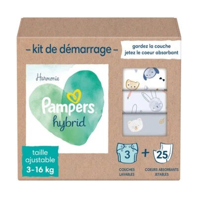 Pampers - Harmony Hybrid Starter Pack | 3 waschbare Windeln + 25 Einweg-Einlagen