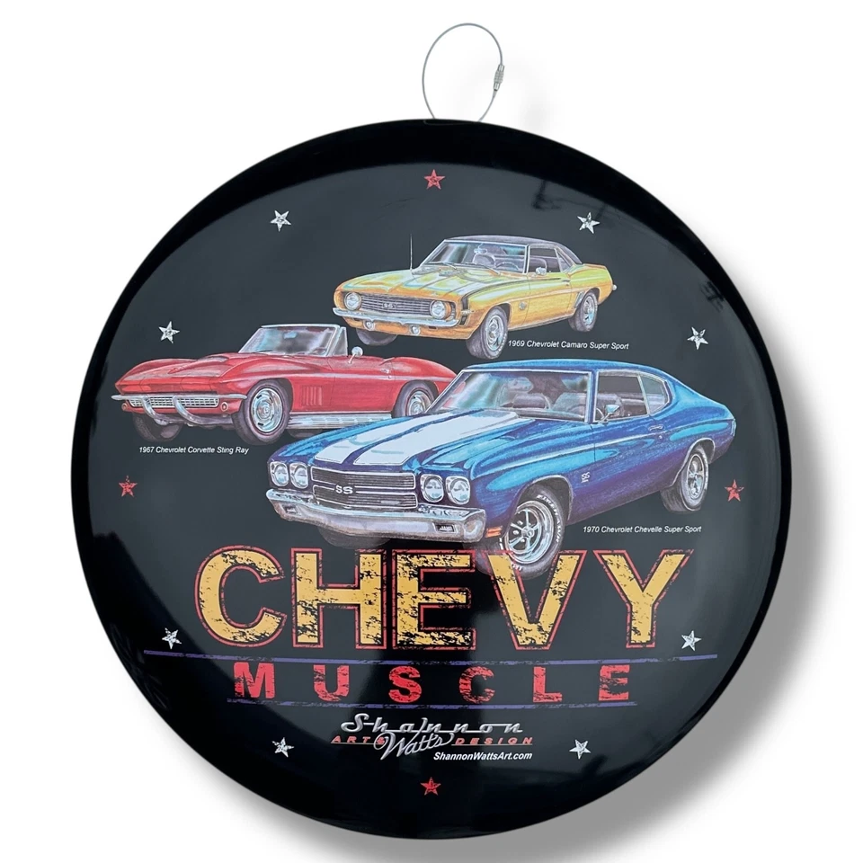 Letrero de cúpula de metal Chevy Muscle Car 15,5" garaje hombre cueva bar sala de juegos decoración de pared Foto 2 de 4