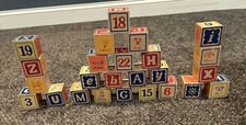 VTG Uncle Goose 24 Pieces WOODEN BLOCK SET ABC 123 ANIMALS MADE IN USA