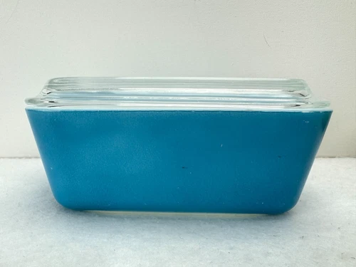 Vintage PYREX Blue Refrigerator Dish 0502 with Ribbed Lid Primary Color