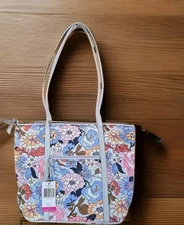 Vera Bradley Small Trimmed Vera Tote Aloha Blooms Purse Handbag