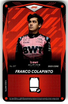 2025 Uno Elite Formula 1 Card: #17 Red Franco Colapinto