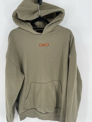80 Eighty Hoodie Mens Large Heavy Cotton Fleece Leather Logo Tag Streetwear Warm