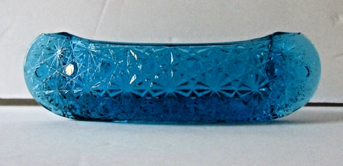 Fenton Art Glass Blue Daisy and Button 6" Canoe Boat Figurine