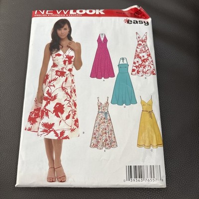 New Look 6557 V Neck Sun Dress Below Knee Length Misses Size 8 18 Pattern Easy