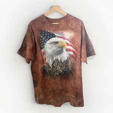 The Mountain T-Shirt Brown 2XL Americana U.S. Flag Bald Eagle Tie Dye Casual