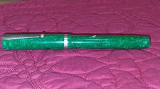 Vtg SHEAFFER LIFETIME JADE GREEN OVERSIZE FLAT TOP FOUNTAIN PEN White Dot