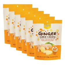 Pack of 6- Hard Sweets Ginger Candy with Center-Filled Ginger Burst- 4oz