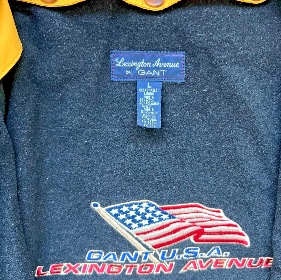 Vintage 1990s GANT Lexington Avenue Yellow Waxed Cotton Field Jacket Men L - Image 4 of 4