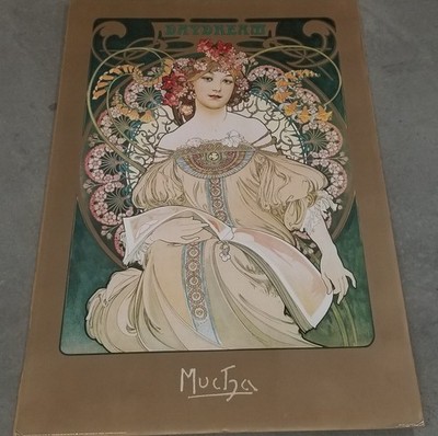 VTG RETRO ALPHONSE MUCHA REVERIE DAYDREAM 1896 ART NOUVEAU AGE COPPER POSTER !!!