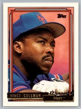 #500 Vince Coleman 1992 Topps Gold Winners New York Mets