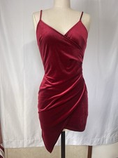 Windsor women’s red velvet dress snatched side, spaghetti straps size Medium
