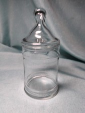 Vintage Apothecary Pharmacy Clear Glass Jar with Knob Top Lid Candy 7x3.25 EUC