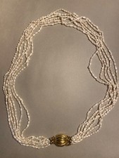 Vintage 6 strand freshwater pearl necklace gold tone clasp