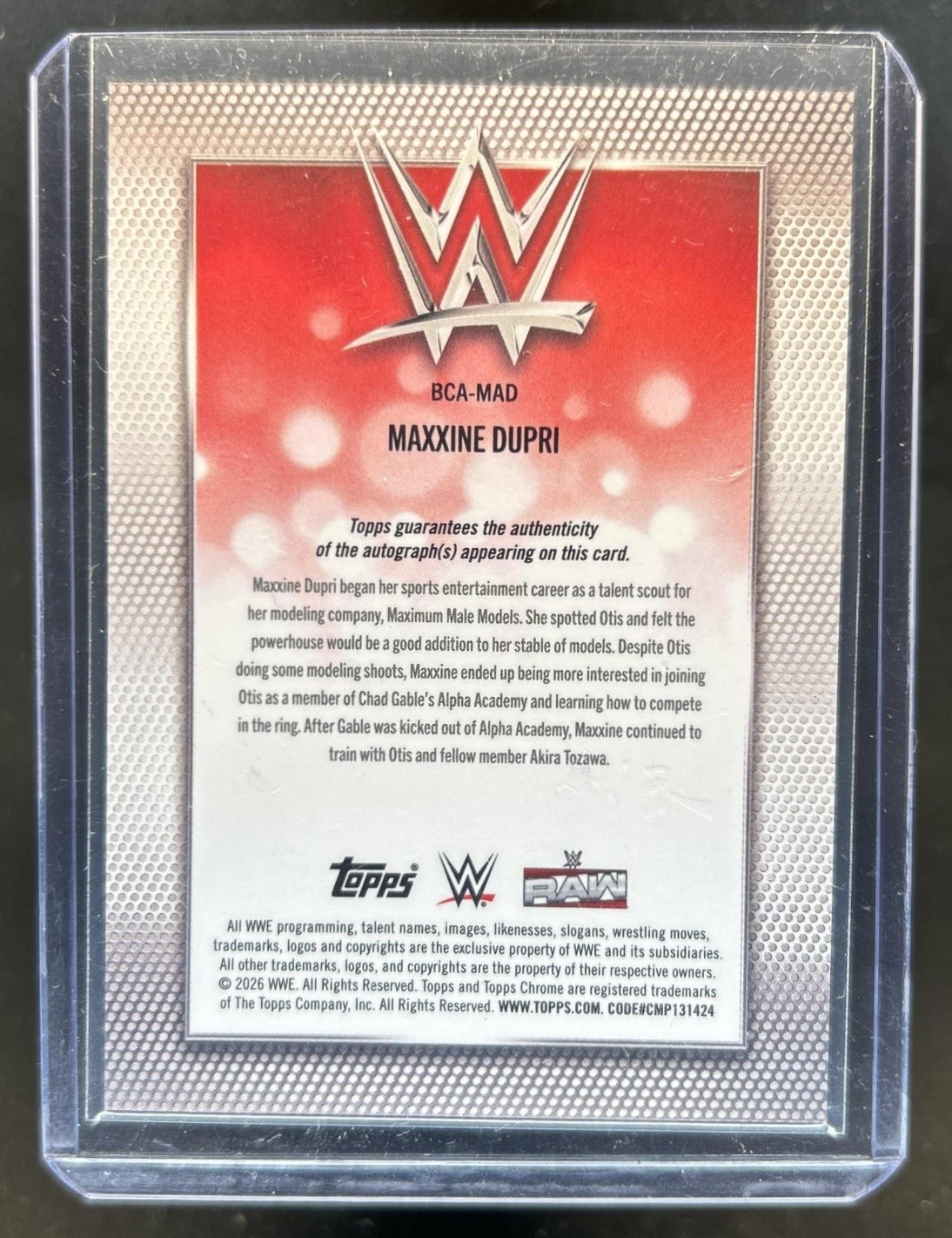 2026 Topps Chrome WWE Maxxine Dupri Auto Autograph Blue Refractor #/150 view 2