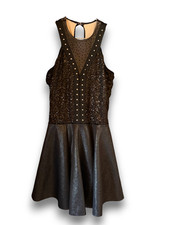 Weissman Dance Costume 13789 ADULT XL XLA Metallic Black Skirted Leotard Studded
