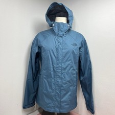 The North Face Womens Rain Jacket Hooded DryVent Waterproof Sz S Blue Dots