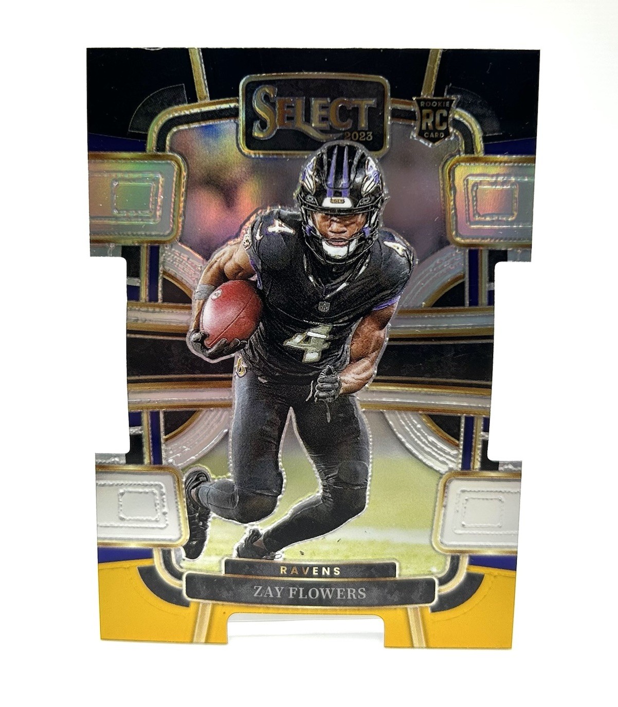 Zay Flowers (RC) #8 Ravens 2023 Panini Select Concourse Black & Gold Die-Cut