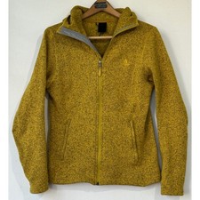 Adidas Outdoor Fleece Hoodie Full Zip Knit Jacket Womens Medium Yellow Excellent