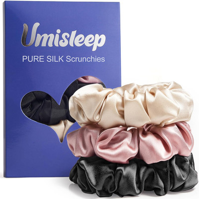 Umisleep 3Er Set 100% Mulberry Seiden Scrunchies Für Damen, Sanfte Haargummis Fü