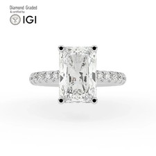 Radiant Diamond Engagement Ring 18k White Gold Labgrown 3.85 Ct Solitaire