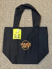 Trader Joe's Trick Or Treat Mini Canvas Tote Bag Black Limited Edition Fall 2025