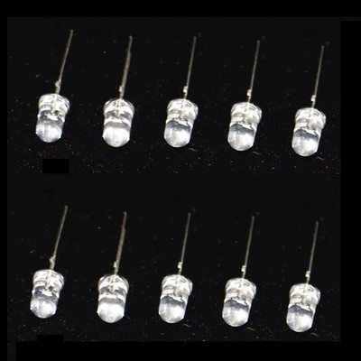100x White LED 5mm Bright Round PCB Indicator Lights 2-Pin 20mA 3.0V - 3.2V DC