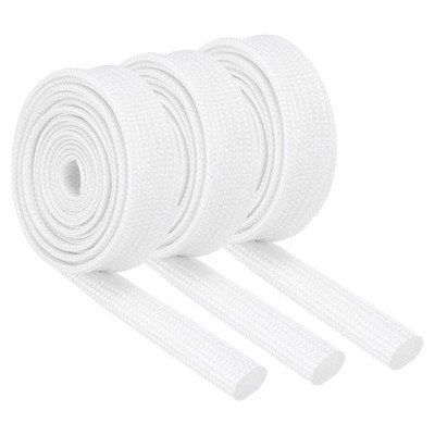 3Pcs Wire Insulation Braid  Fire Sleeve,3.28Ft-8mm ID White, High Temp Silicone