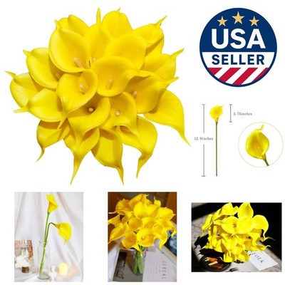 Durable 20Pcs Artificial Calla Lily Flowers - Vibrant Yellow for All Occasions