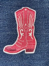 WESTERN BOOT Embroidery Patch NEW Iron On PIN...