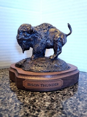  Bison Bronze Western Native American Real Bronze Buffalo ''BISON THUNDER''