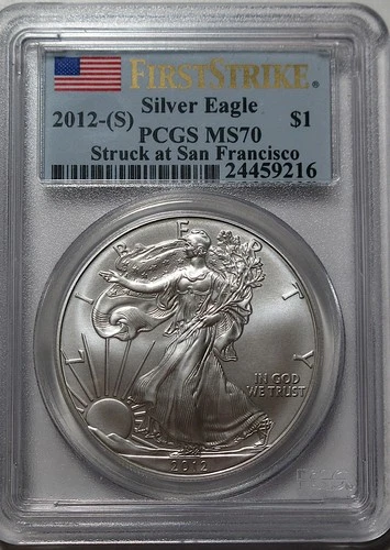 2012 S American Eagle Fine Silver 1oz. Dollar PCGS MS70 First Strike