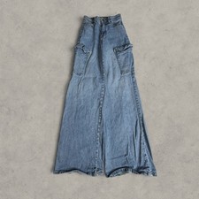 Y2K Vibrant Flared Cargo Jeans Blue Denim Skater Pants Women Size 24