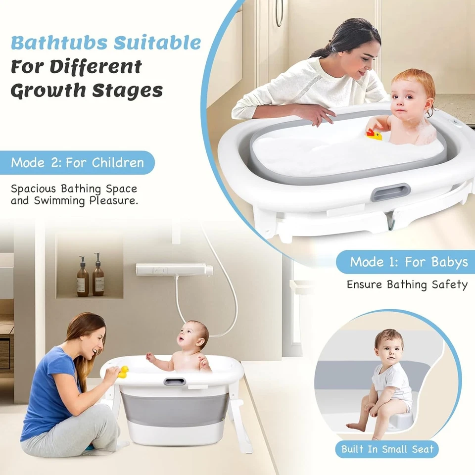 Babybadewanne (0-9 Jahre) Faltbadewanne für Kinder Anti-Rutsch 80x49cm Groß  - Bild 3 von 4